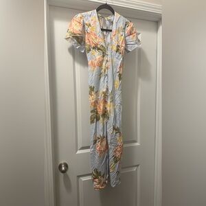 Billabong Maxi Dress - Light Blue with Orange Floral